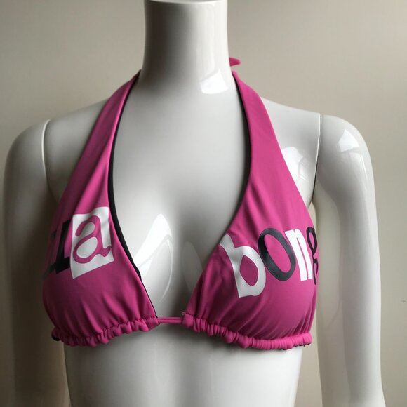 Billabong BLUE CRUSH era Vintage bikini pink logo reversible halter top set RARE - Picture 7 of 9
